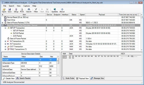 Picture of 1480A USB Protocol Analyzer Software